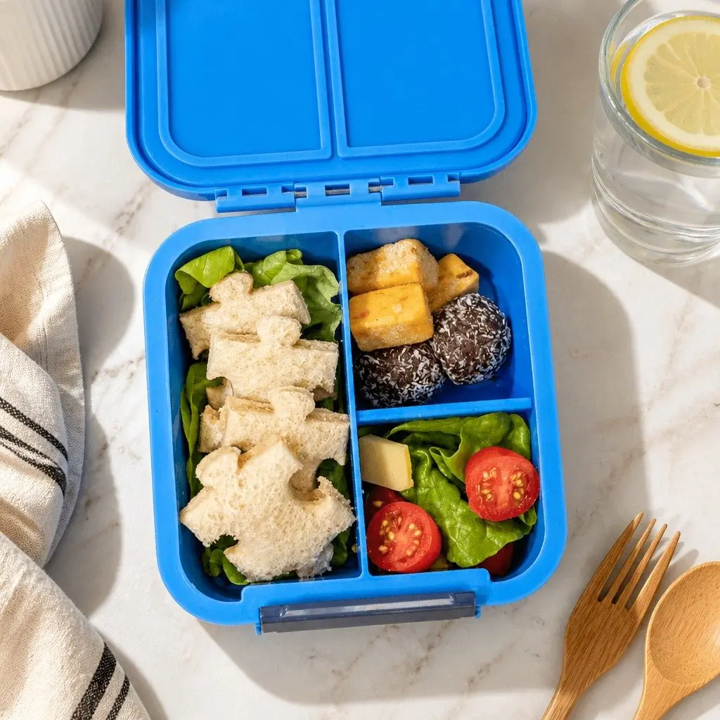 Kids Bento Two Compartment Lunch Box Leakproof Blueberry