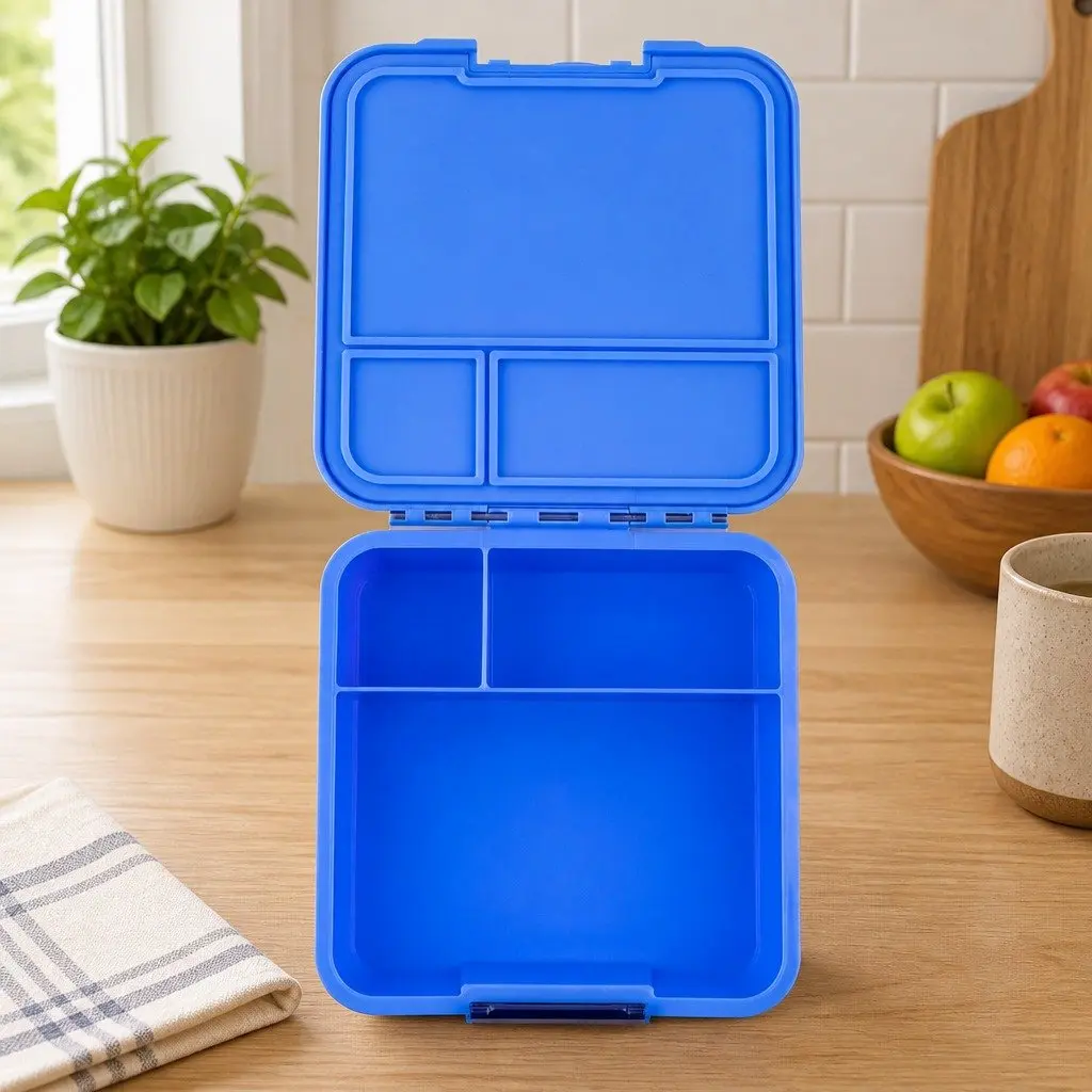 Bento Lunch Box Leakproof Three Compartment 17.5cm Blueberry