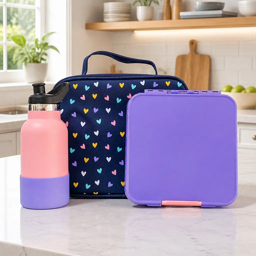 Bento Lunch Box Three Compartment Leakproof Airtight Grape 17.5cm