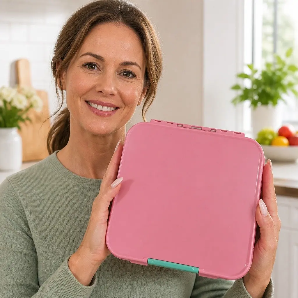Bento Lunch Box Three Large Compartments Leakproof Airtight Strawberry