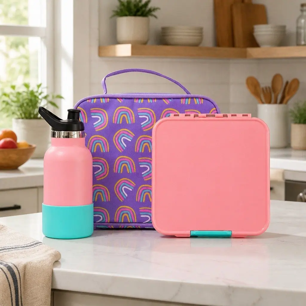 Bento Lunch Box Three Large Compartments Leakproof Airtight Strawberry