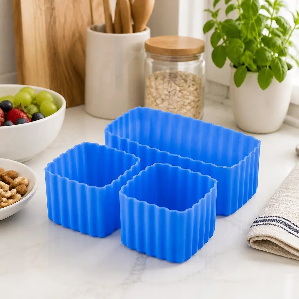 Kids Lunch Box Bento Cups Silicone Apple Set 3 Pieces