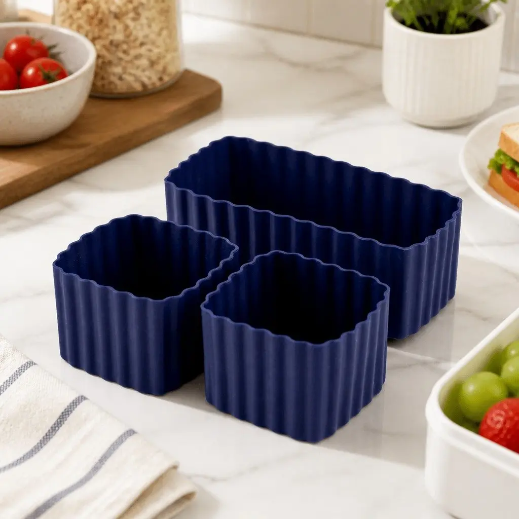 Kids Lunch Box Bento Cups Silicone Apple Set 3 Pieces