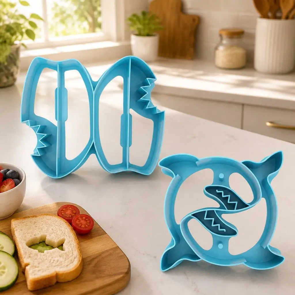 Lunch Punch Shark Sandwich Cutter Set Kids Fun Shaped Cutters Twin Design
