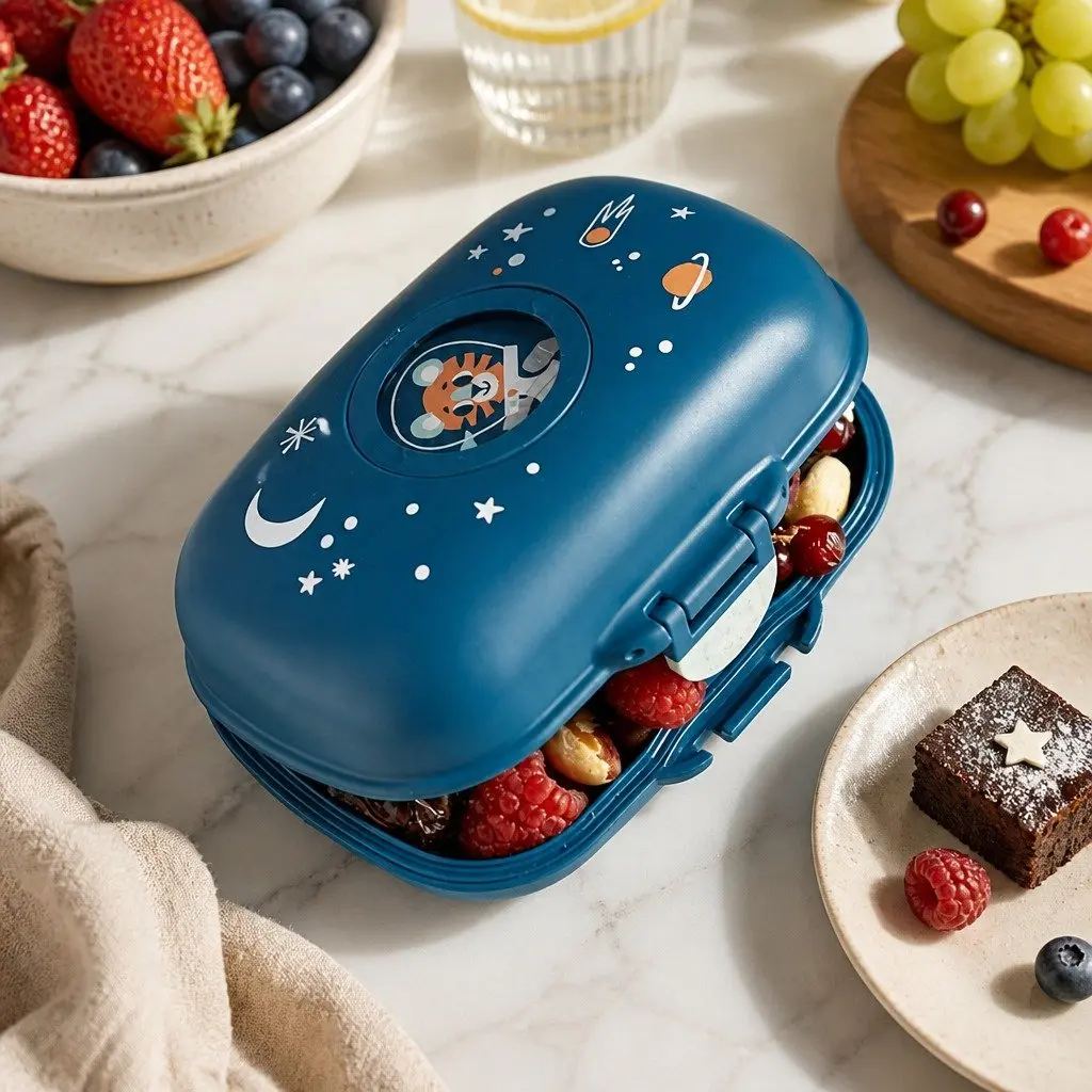 Snack Lunch Box Compact Portable Food Container for Kids Cosmic Blue