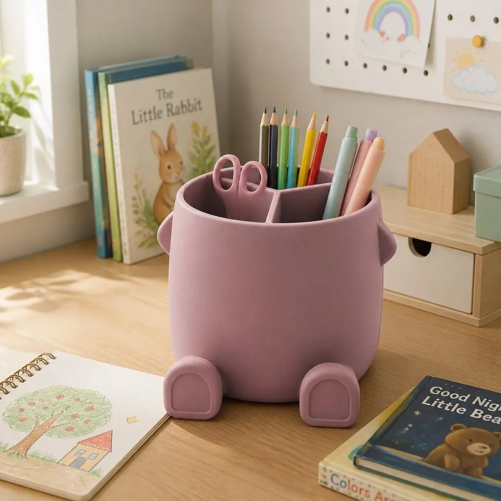 Silicone Pencil Can Holder Storage Container for Kids Art Supplies 11 x 12.9 cm