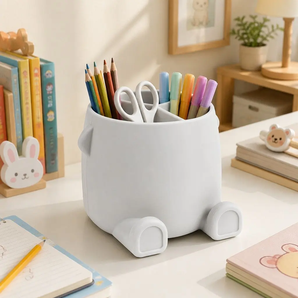 Silicone Pencil Can Holder Storage Container for Kids Art Supplies 11 x 12.9 cm