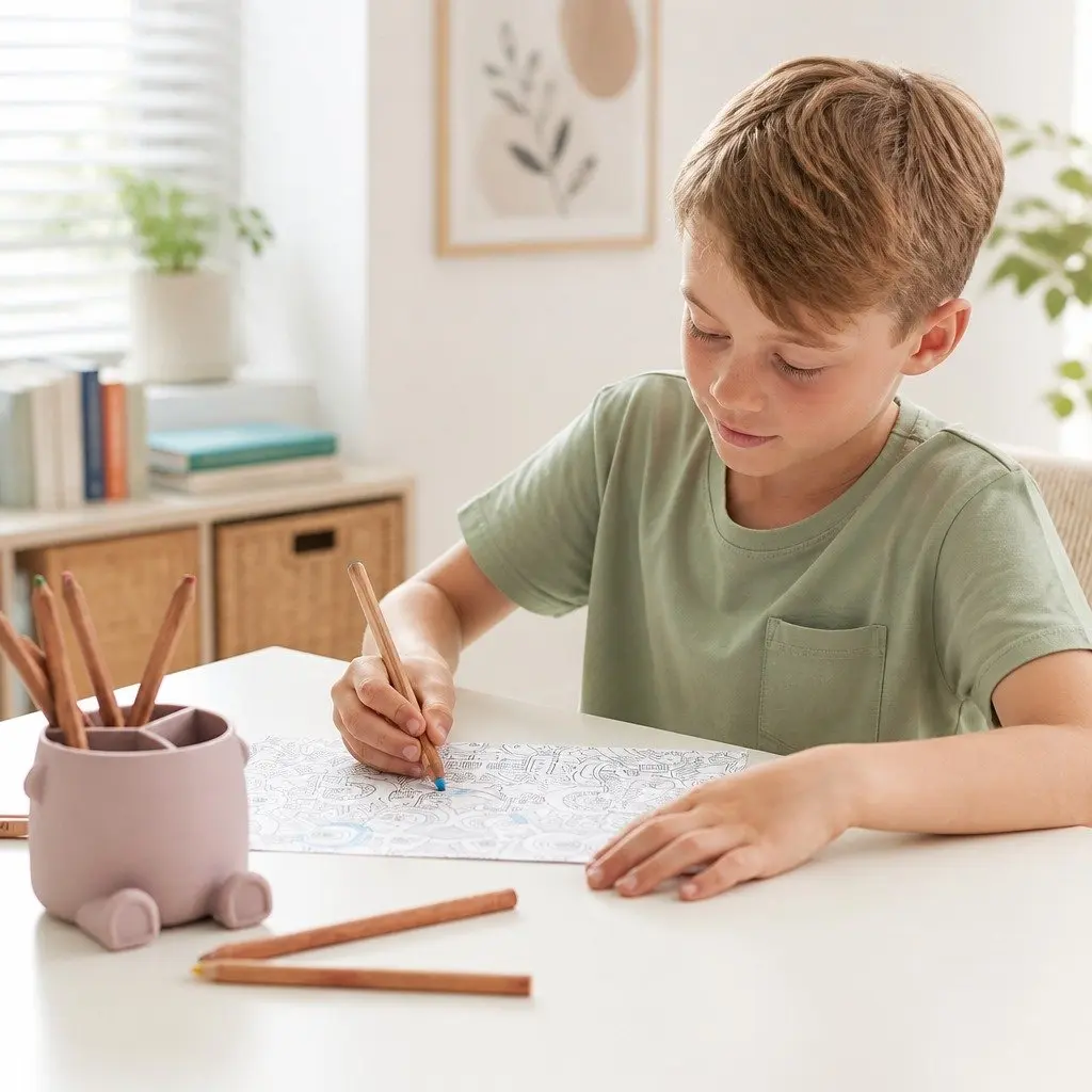 Silicone Pencil Can Holder Mahogany 11x12.9cm