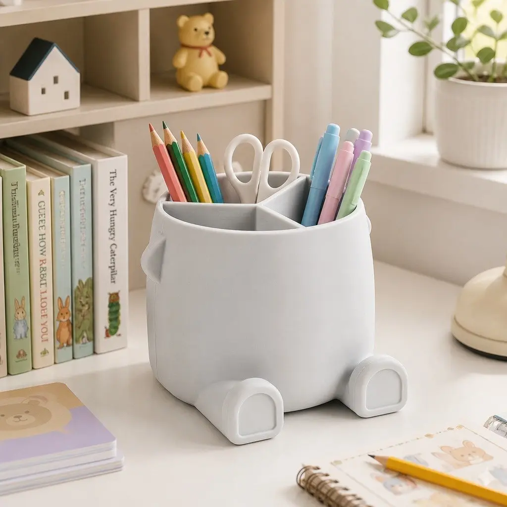 Silicone Pencil Can Holder Mahogany 11x12.9cm