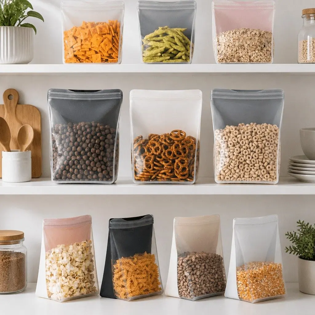 Reusable Silicone Food Storage Bag 1L Stand Up Design Microwave Dishwasher Safe