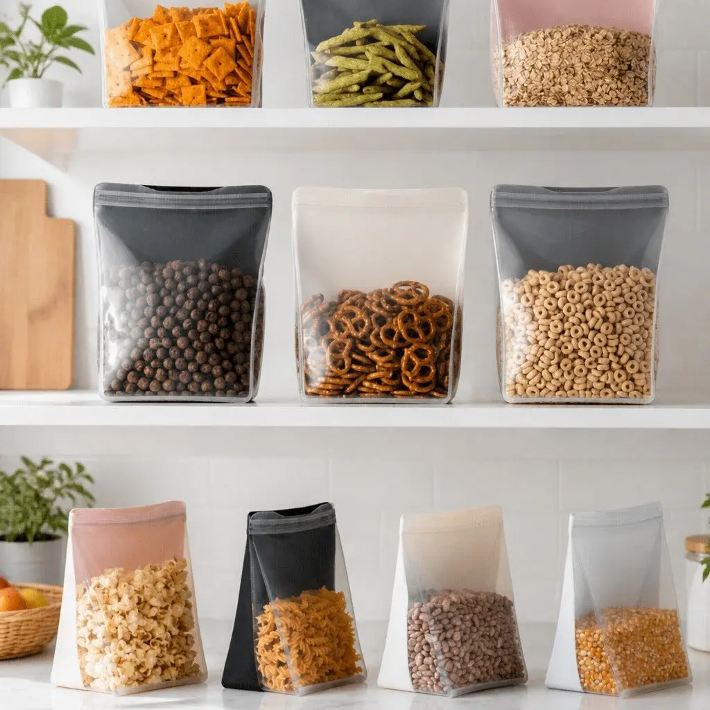 Reusable Silicone Food Storage Bag 1.5L Stand Up Fridge Freezer Container Blush