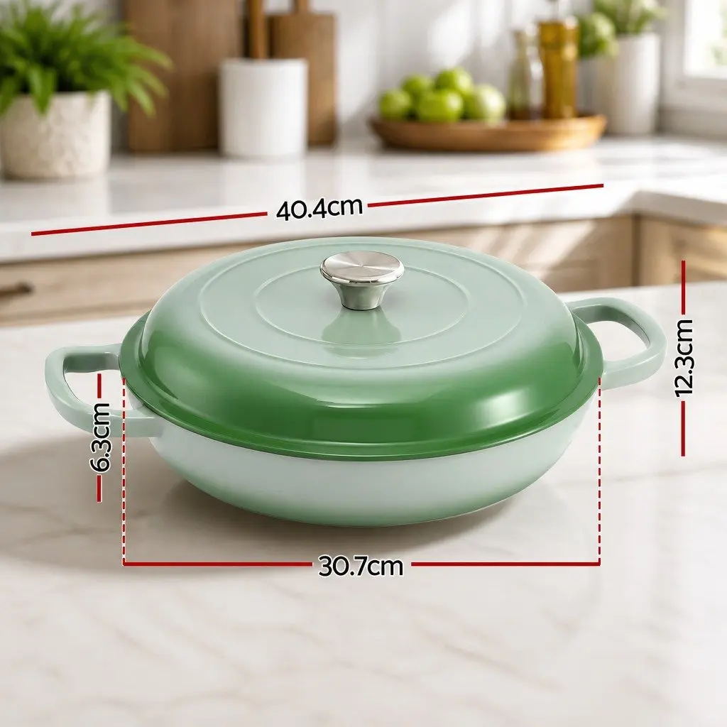 Enameled Cast Iron Dutch Oven 3.3L Green Lid
