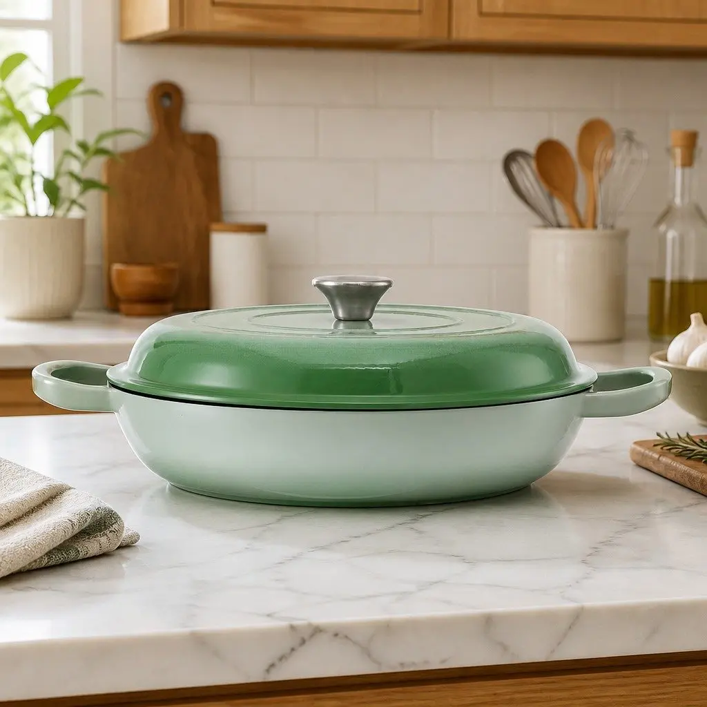 Enameled Cast Iron Dutch Oven 3.3L Green Lid
