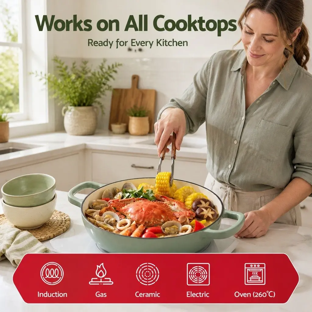 Enameled Cast Iron Dutch Oven 3.3L Green Lid