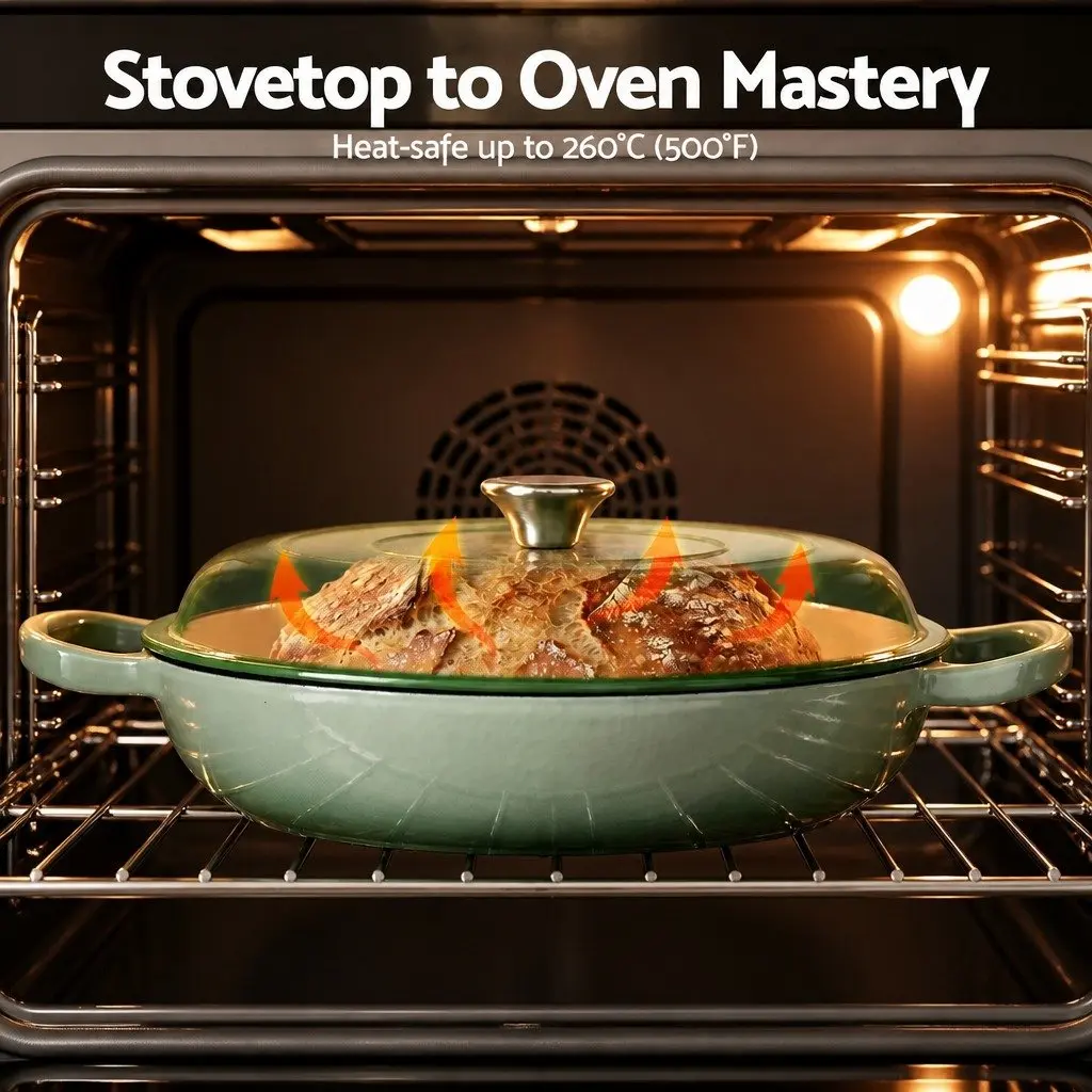 Enameled Cast Iron Dutch Oven 3.3L Green Lid
