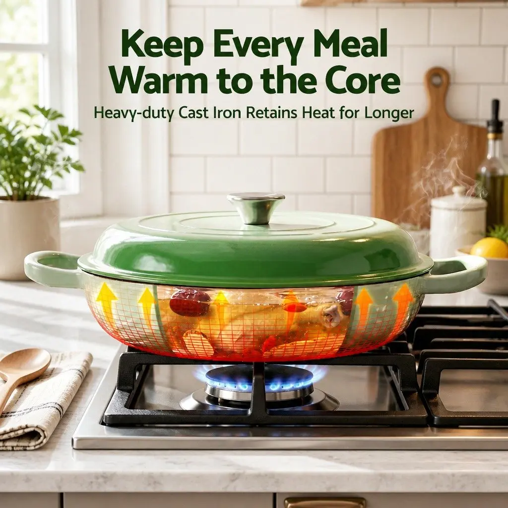 Enameled Cast Iron Dutch Oven 3.3L Green Lid