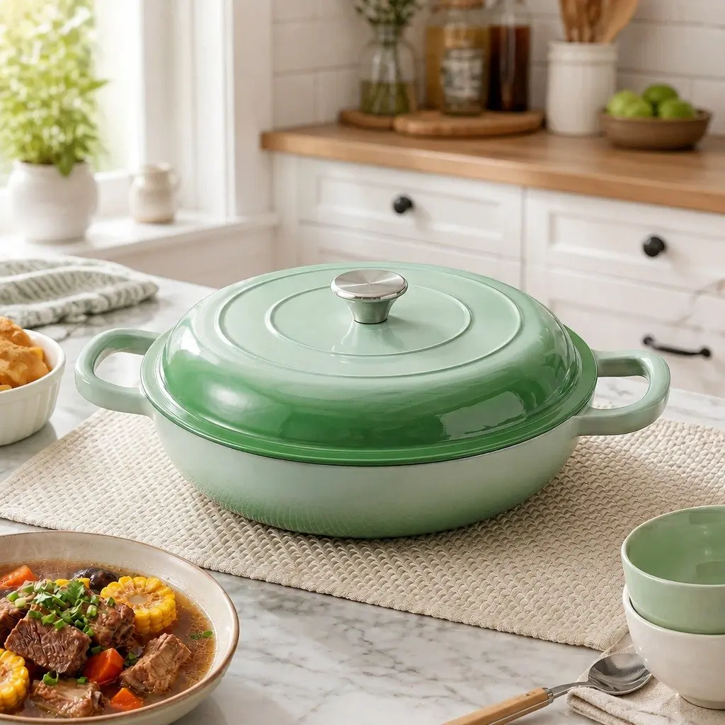 Enameled Cast Iron Dutch Oven 3.3L Green Lid