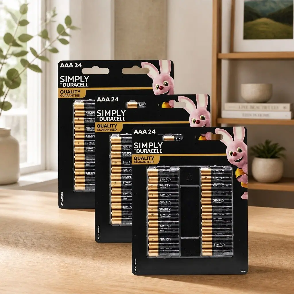AAA Alkaline Batteries Bulk 24 Pack Long Lasting Power for Household Electronics