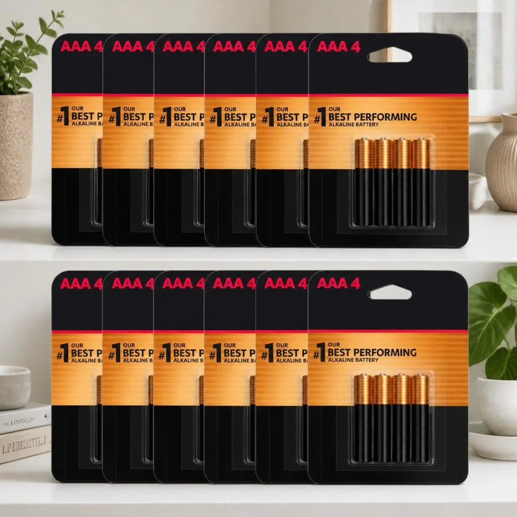 AAA Batteries Alkaline Long Lasting Power 1.5V for High-Drain Devices 12 Pack