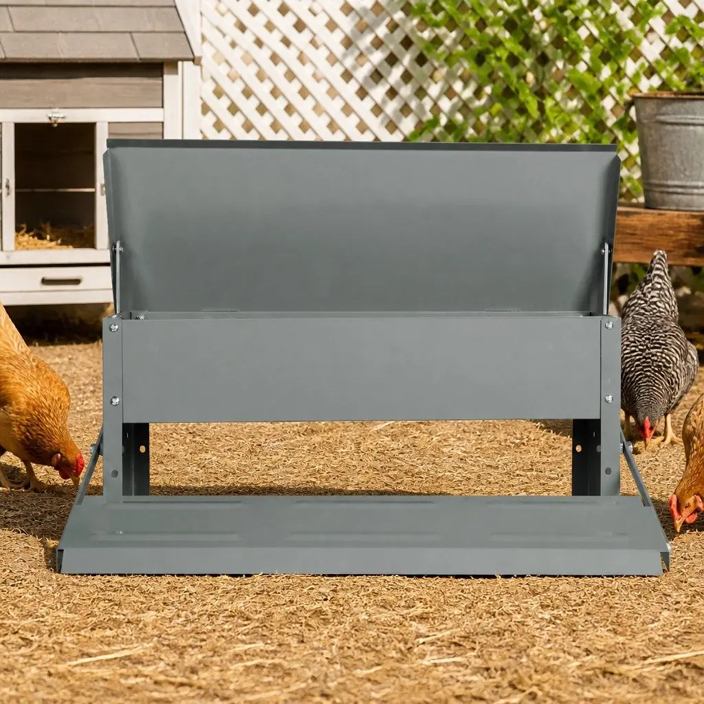 Automatic Chicken Feeder Timed Feed Dispenser 5kg Large Capacity Rust-proof Galvanized Steel