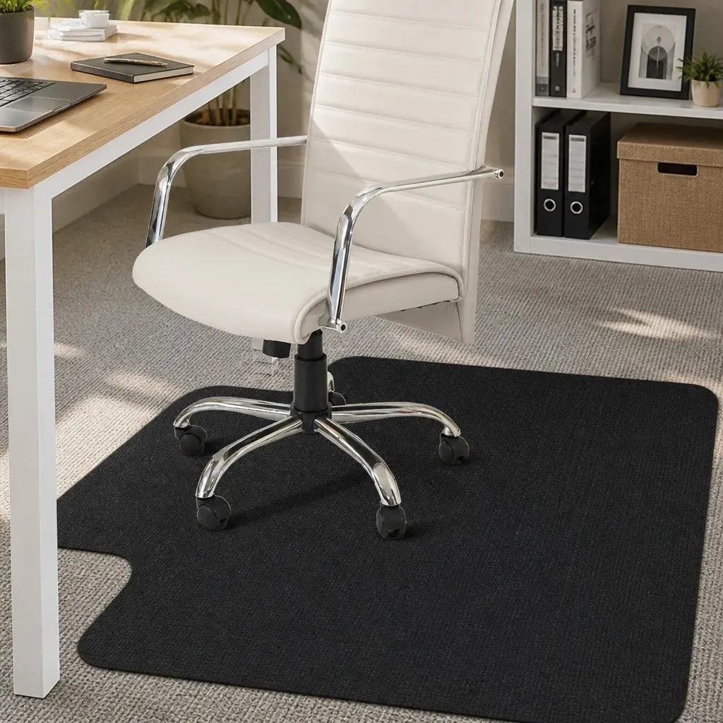 Chair Mat PVC Carpet Protector 120cm x 90cm Clear or Black for Home Office Desk Rolling Caster