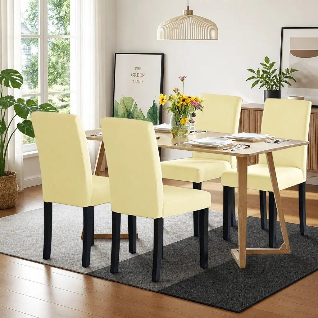 Stretch Elastic Chair Covers Washable 4 Piece Dining Room Seat Protector
