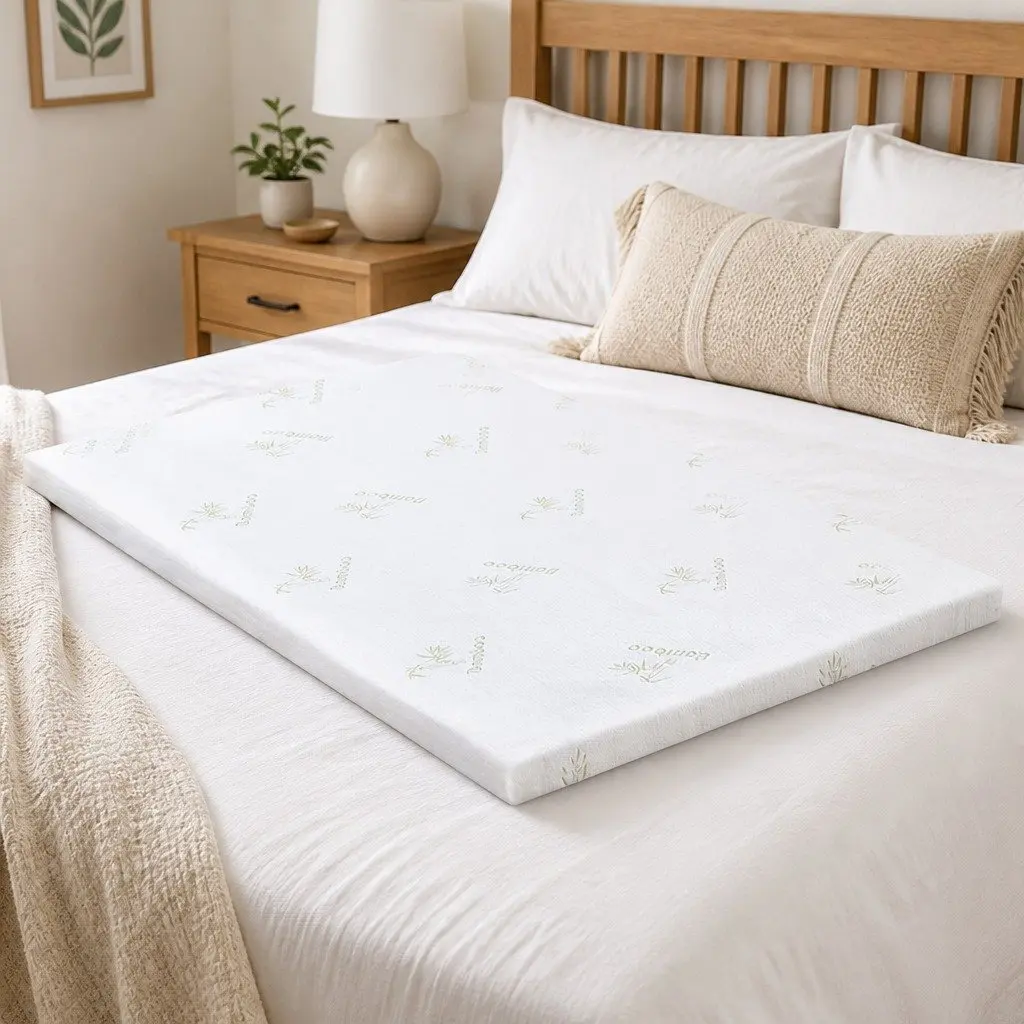 Memory Foam Mattress Topper Cool Gel Bamboo Cover King Single 5cm