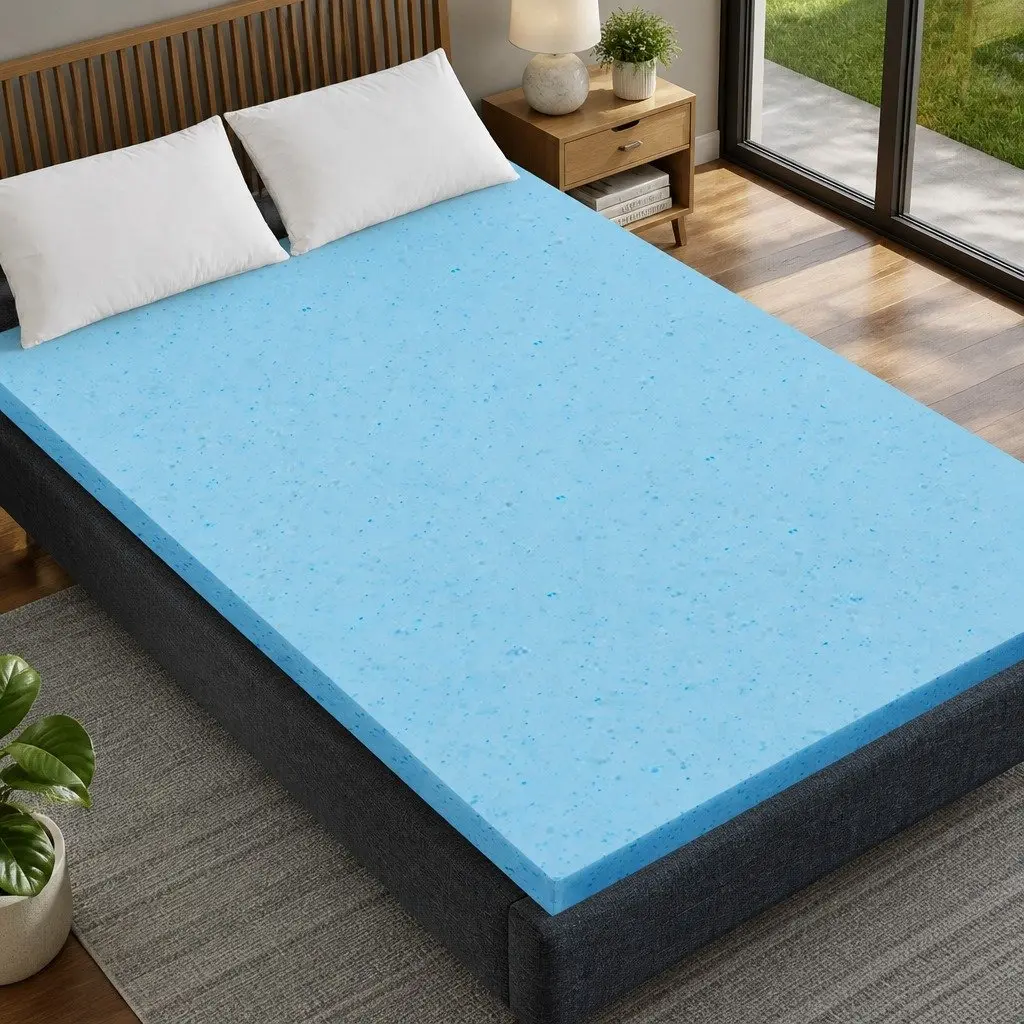 Memory Foam Mattress Topper Cool Gel Bamboo Cover King Single 5cm
