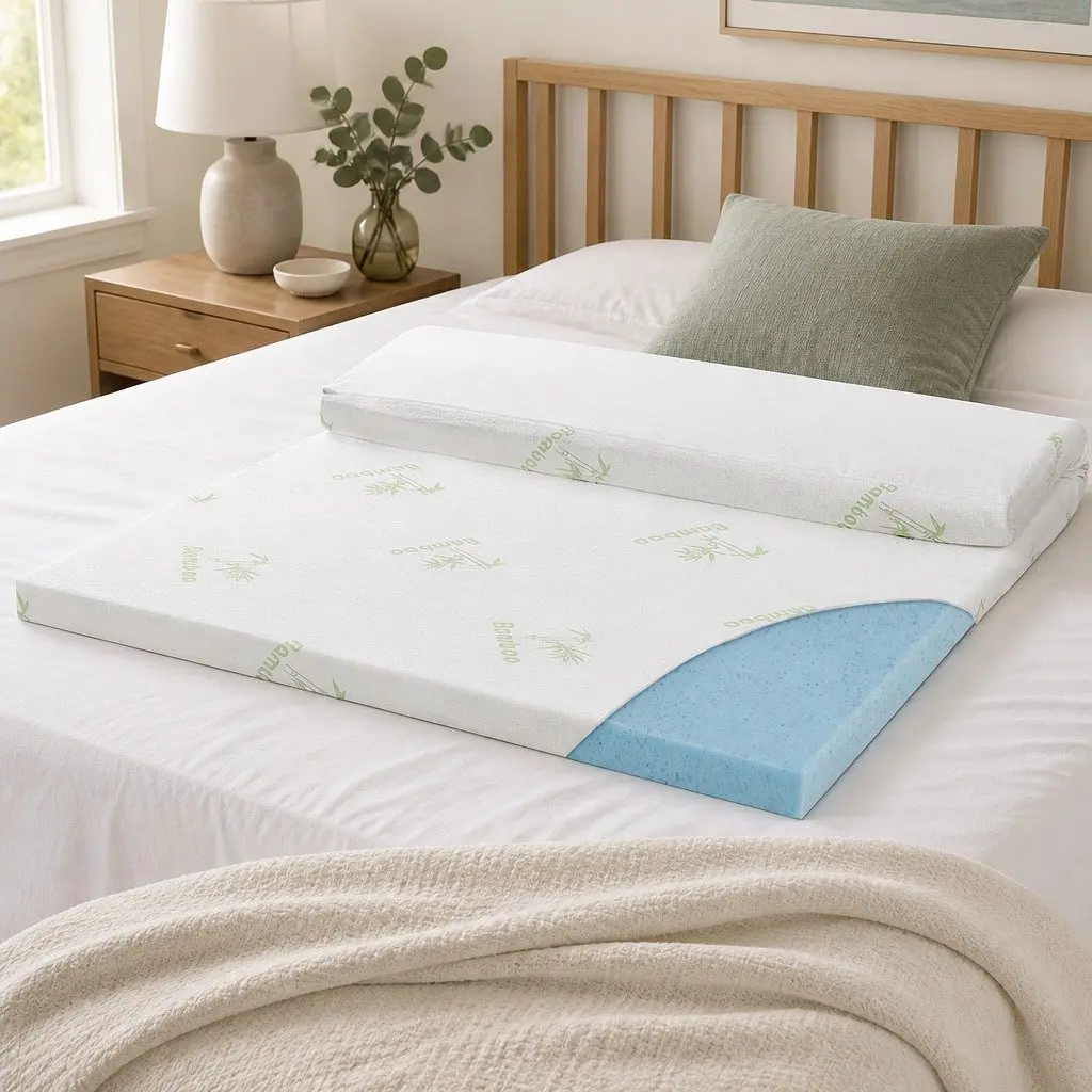 Memory Foam Mattress Topper Cool Gel Infused Double Bed 5cm Thickness Bamboo