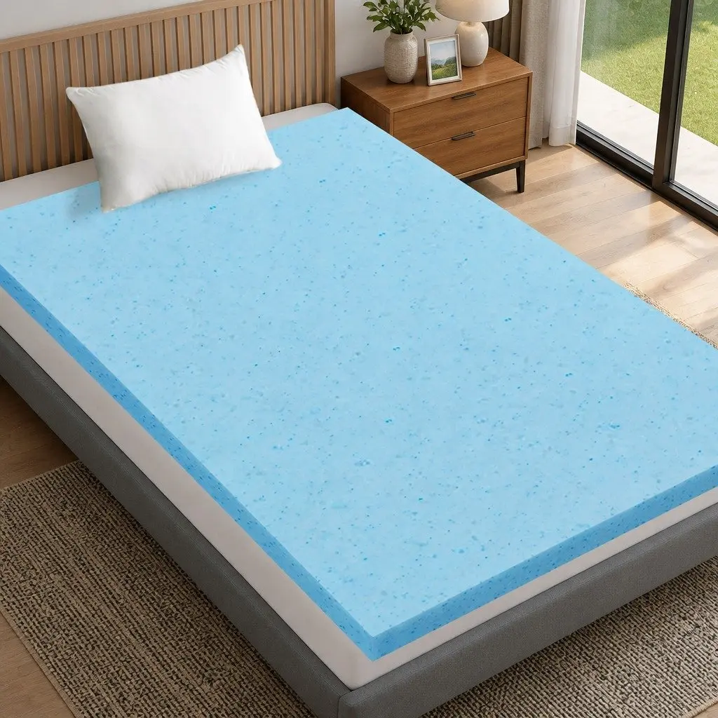 Memory Foam Mattress Topper Cool Gel 5cm Single Bed Cooling Pad