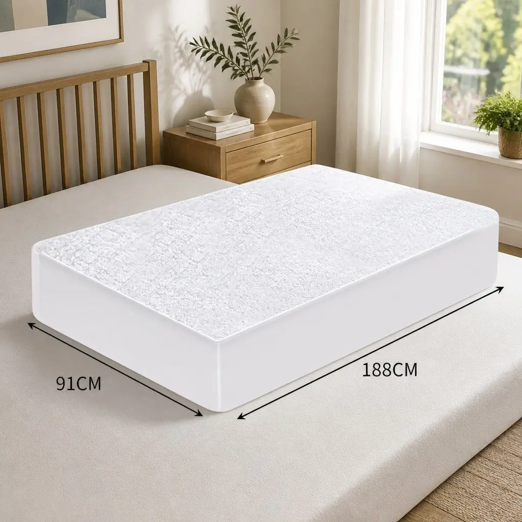 Mattress Protector Waterproof Terry Cotton Fitted Dust Mite Barrier 35cm Depth