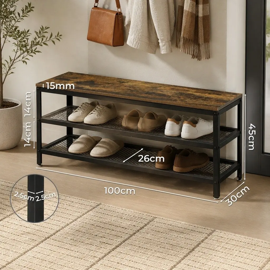 3-Tier Shoe Rack Bench for Easy Access