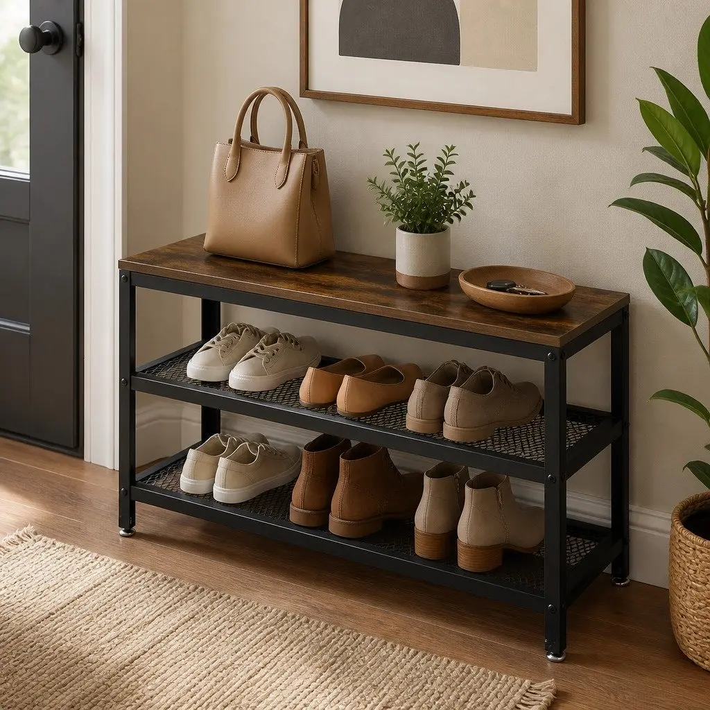 3-Tier Shoe Rack Bench for Easy Access