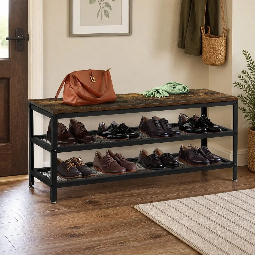 3-Tier Shoe Rack Bench for Easy Access