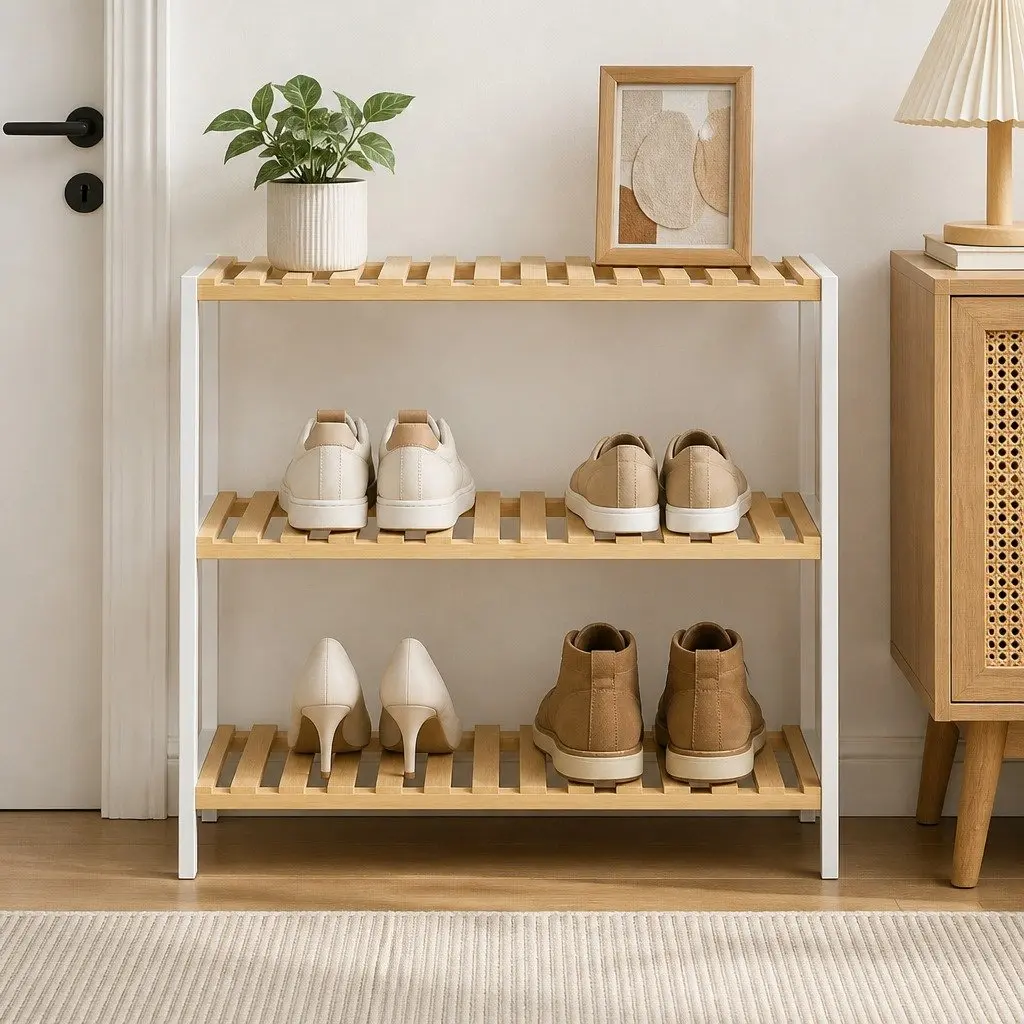 Bamboo Storage Rack 3 Tier Shelf Organiser Shoe Plant Display Stand