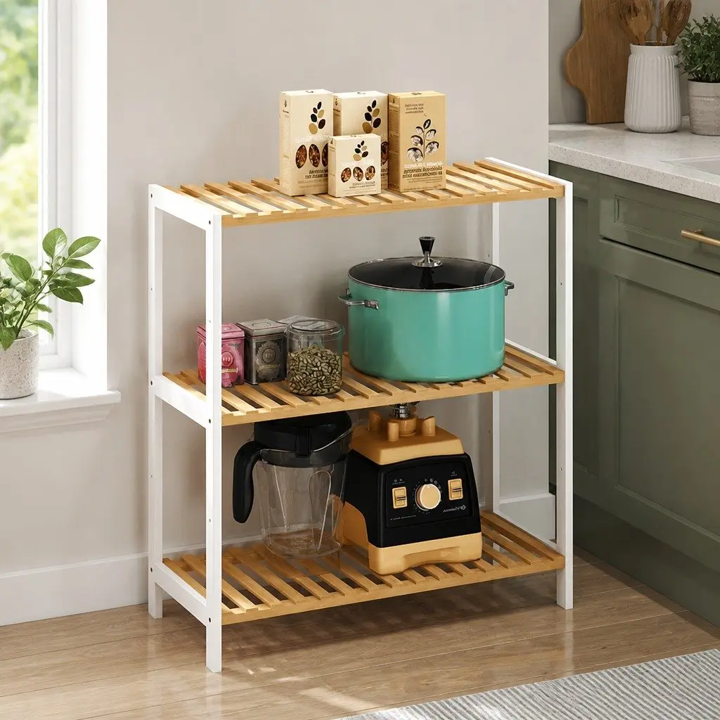 Bamboo Storage Rack 3 Tier Shelf Organiser Shoe Plant Display Stand
