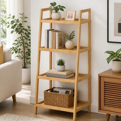 Friendly Bamboo Ladder Bookcase for Your Home