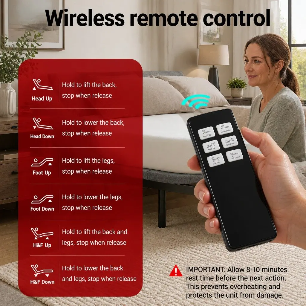 Electric Adjustable Bed Frame Double Size Wireless Remote Zero Gravity