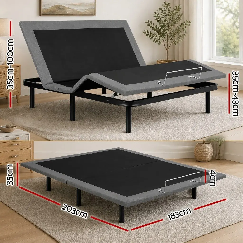 Adjustable Electric Bed Frame King Size Wireless Remote Zero Gravity Head Foot