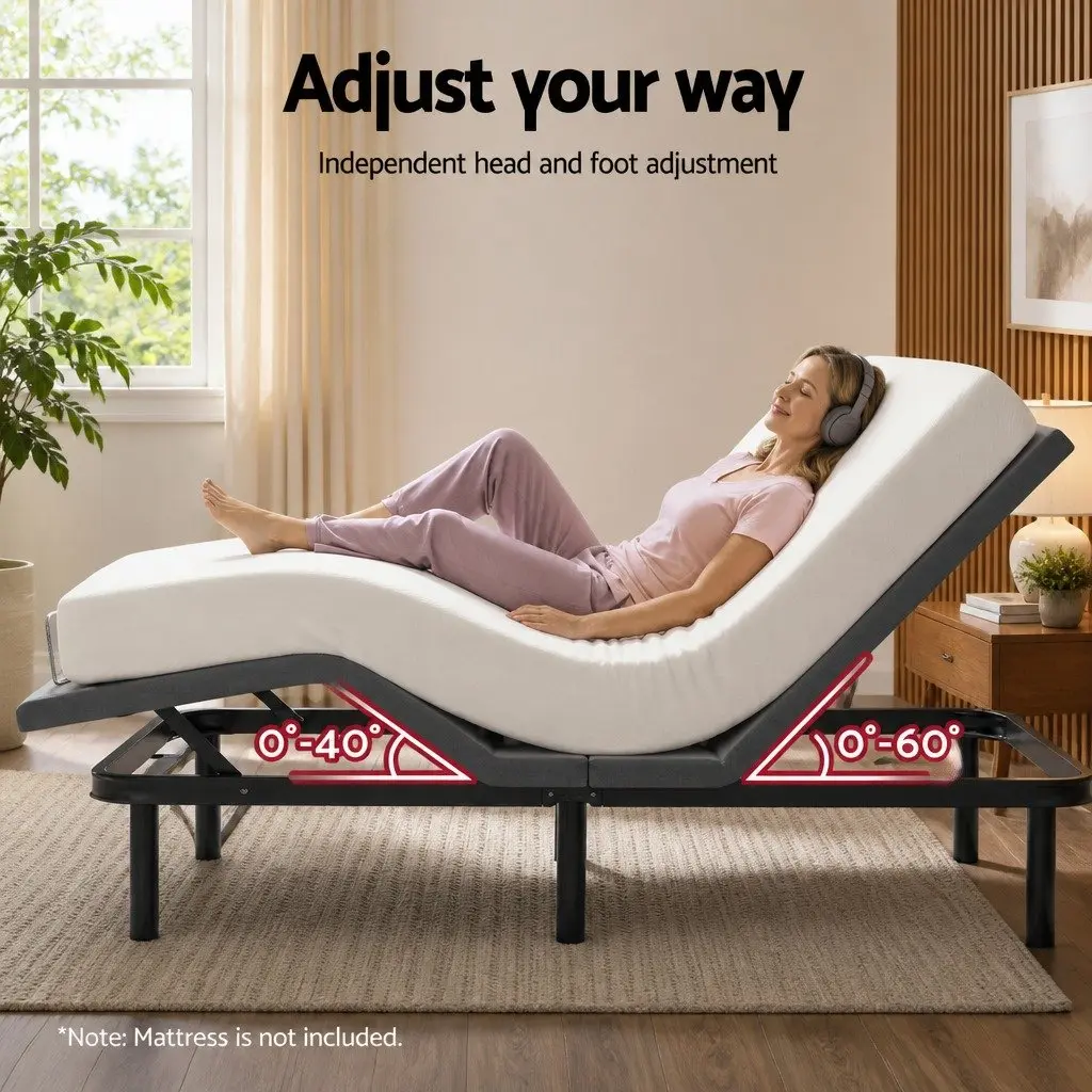 Adjustable Electric Bed Frame King Size Wireless Remote Zero Gravity Head Foot