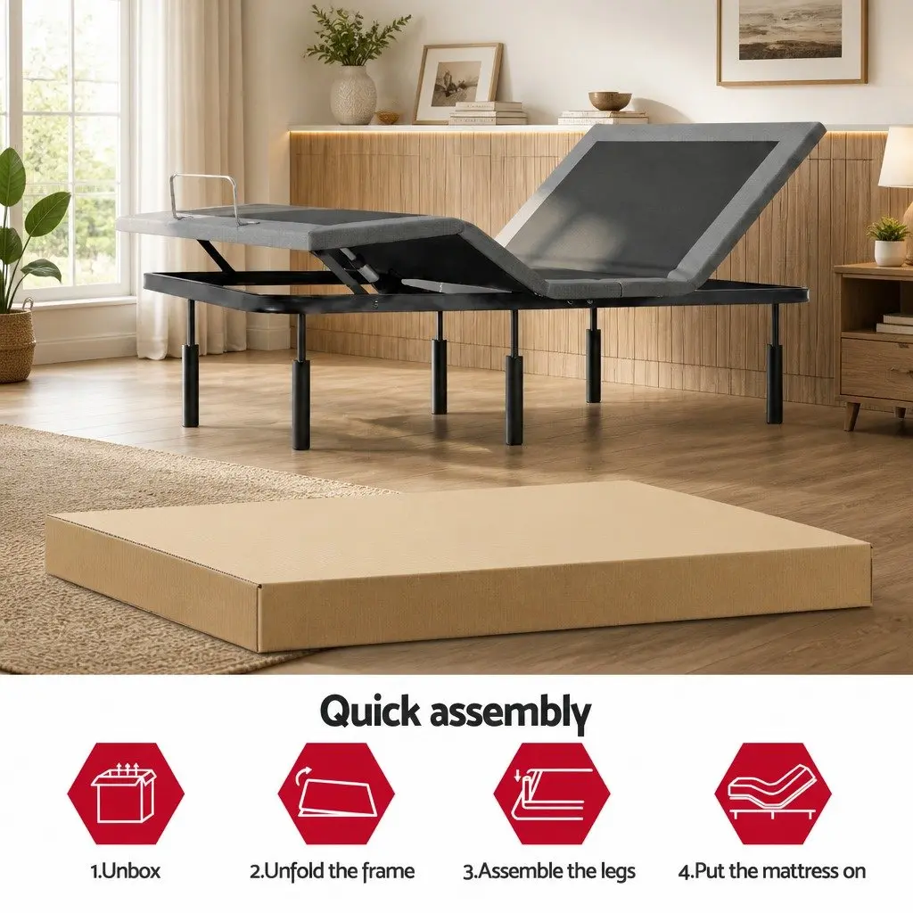Adjustable Electric Bed Frame King Size Wireless Remote Zero Gravity Head Foot