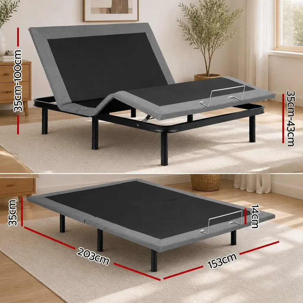 Queen Size Electric Adjustable Bed Frame Zero Gravity Wireless Remote Control