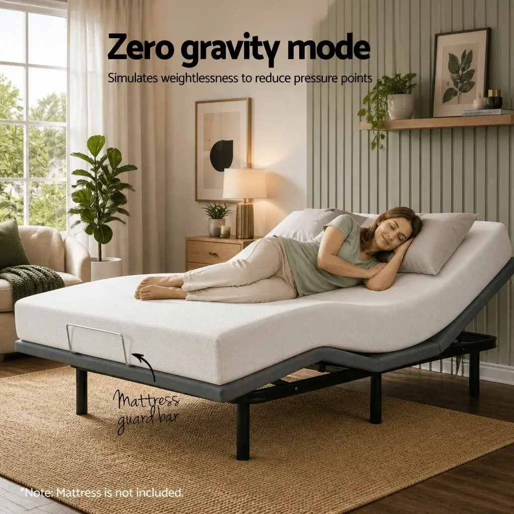 Queen Size Electric Adjustable Bed Frame Zero Gravity Wireless Remote Control