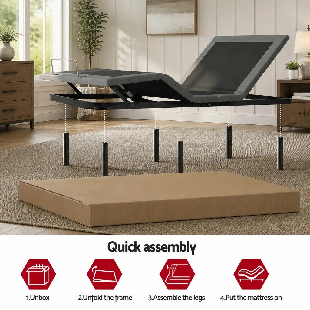 Queen Size Electric Adjustable Bed Frame Zero Gravity Wireless Remote Control
