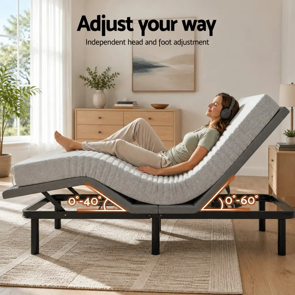 Double Electric Adjustable Bed Frame with Memory Foam Mattress 15cm Thick