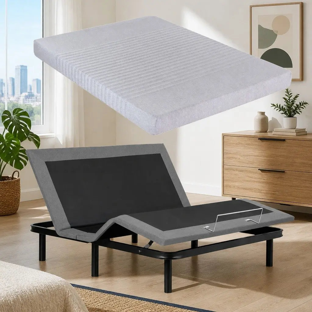 King Adjustable Electric Bed Frame with 15cm Thick Memory Foam Mattress
