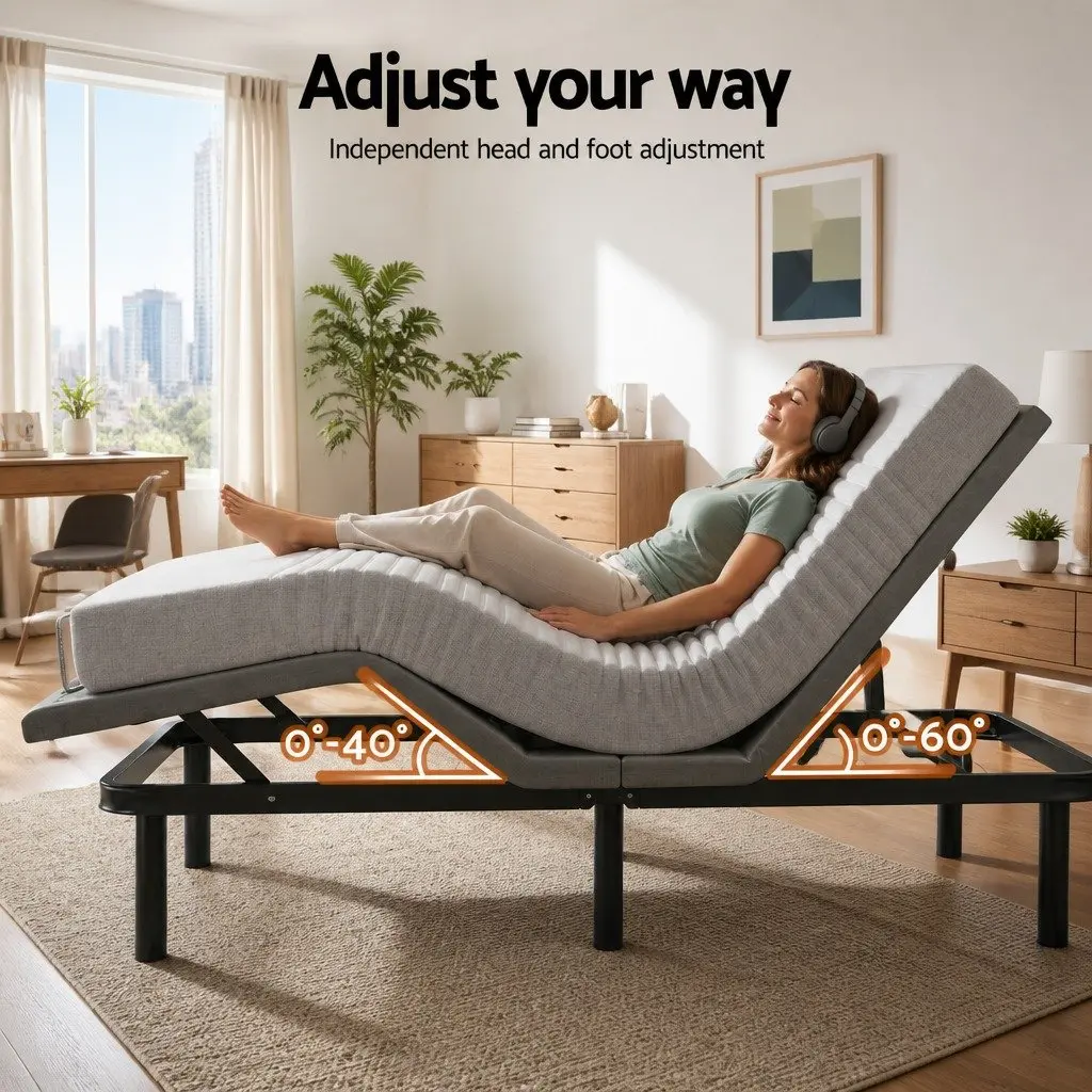 King Adjustable Electric Bed Frame with 15cm Thick Memory Foam Mattress