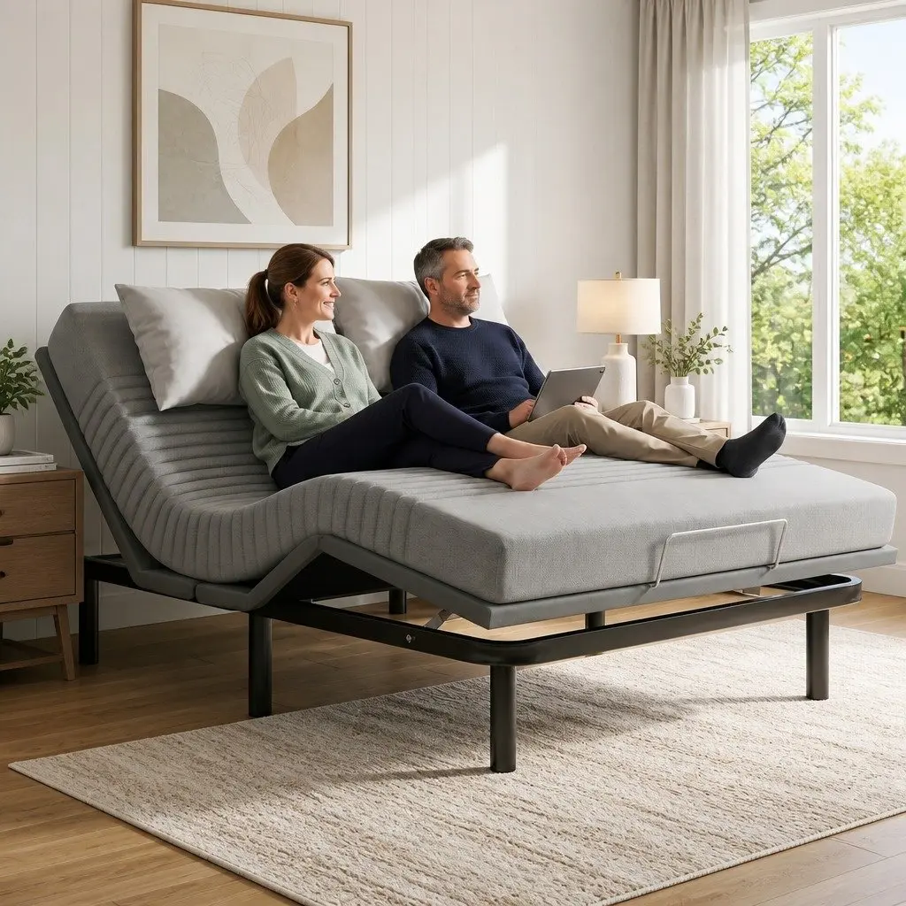 Queen Adjustable Bed Frame & Cooling Memory Foam Mattress