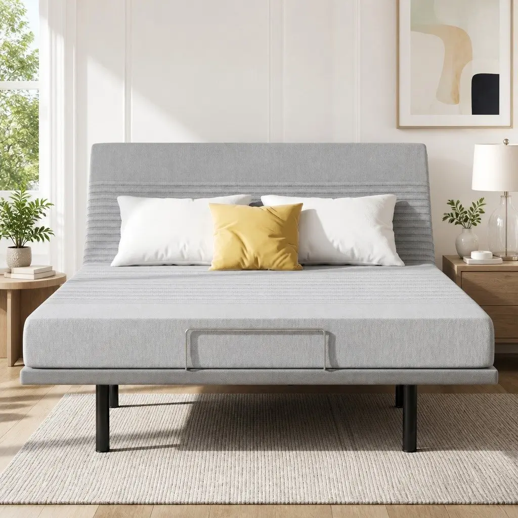 Queen Adjustable Bed Frame & Cooling Memory Foam Mattress