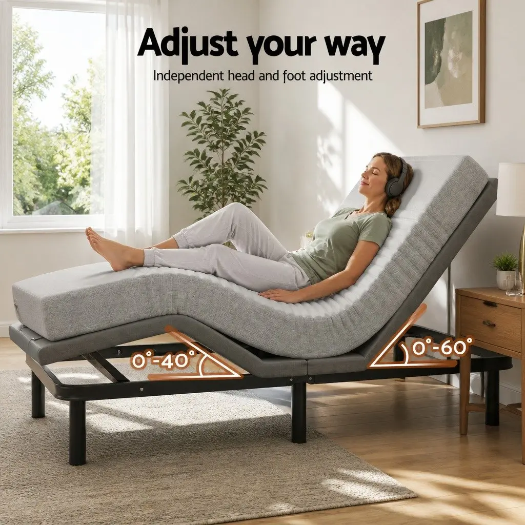 Queen Adjustable Bed Frame & Cooling Memory Foam Mattress